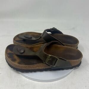 Birkenstock Gizeh Women's Thong Sandals Brown Leather Size 5